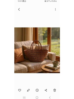 Creatif La Femme Kahverengi Rafya Ip El Örgüsü Çanta