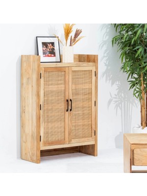 Evora Rattan Detaylı Masif Büfe