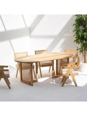 Evora Masif Ahşap Hazeran Detaylı Yemek Masası