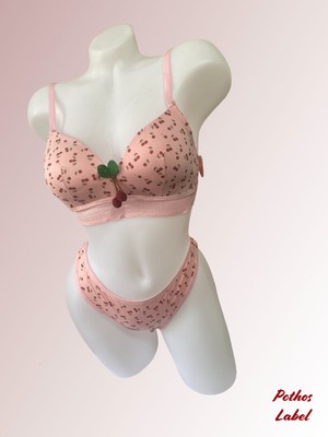 Arona Pembe Kirazlı Sütyen Takımı