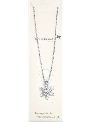 Vipfoni Zirkon Taşlı Kartanesi Zarif Çelik Kolye