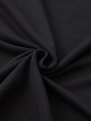 Baskılı Oversize Bisiklet Yaka T-Shirt - Siyah