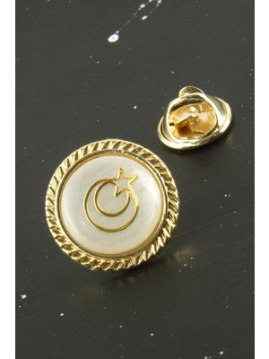 Zero Land Snmswrld Ay Yıldız Sedef Yaka Rozet-Sarı