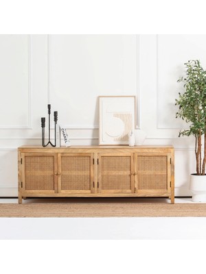 Evora Hazeran Kapak Detaylı Masif Ahşap Tv Ünitesi, Konsol