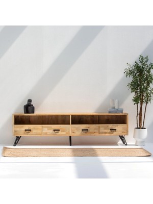 Evora Basic Masif Ahşap Çekmeceli Tv Ünitesi