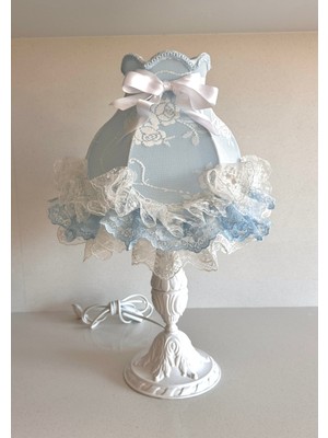 Lulu Avizem Patentli Mavi Dantel Bebek Genç Yatak Odası Abajur