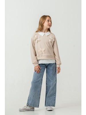 Miniko Kids Kız Çocuk Bayramlık Çiçekli Taşlı 2li Takım