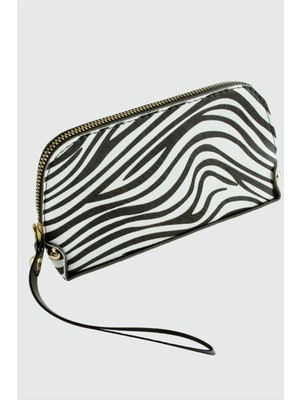Zero Land Snmswrld Zepra Dikdörtgen Deri Cüzdan-Beyaz