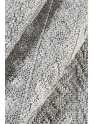 Santiva Home Gri Krem Yumuşak Dokulu Halı Bukle Salon Koridor Dokuma Makine Halısı Antialerjik