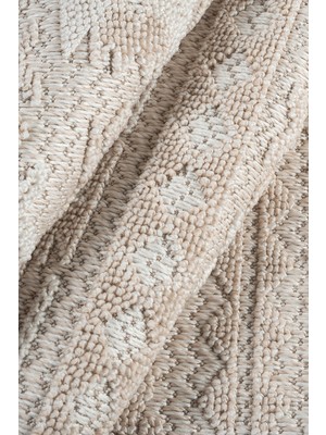 Santiva Home Bej Krem Yumuşak Dokulu Halı Bukle Salon Koridor Dokuma Makine Halısı Antialerjik