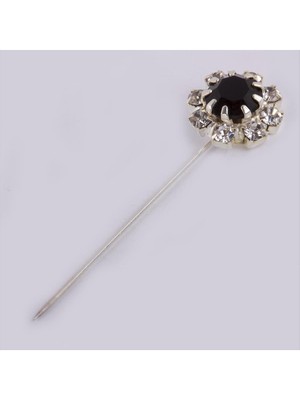 Zero Land Snmswrld Taşlı Eşarp Iğnesi-Siyah