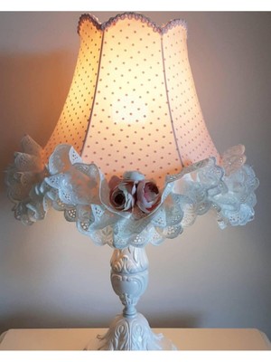 Lulu Avizem Luluavizem Pembe Puantiye Fisto Detay Abajur