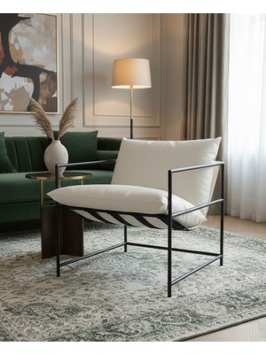 Sller Klas Model Metal Iskeletli Portatif Berjer, Beyaz Suni Deri Döşemeli Portatif Berjer