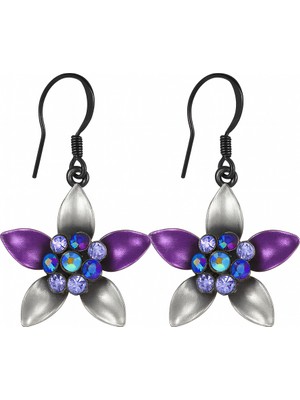 Tuqos Kadın  Mor Taşlı Çiçek Küpe  2,5 cm