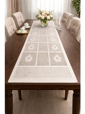 Home Dantel Desenli Şık Runner 45X150 cm – Modern Masa Örtüsü, Salon & Yemek Masası Dekoru