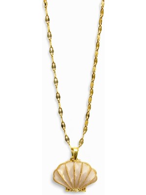 Vipfoni Deniz Kabuğu Istiridye Model Çelik Kolye