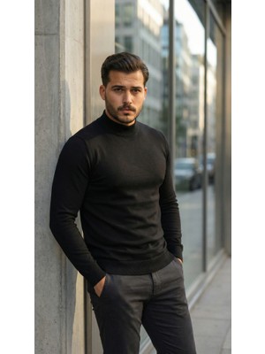 Başak Collection Erkek Yarım Balıkçı Yaka Pamuklu Triko