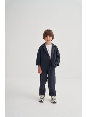 Magu Erkek Çocuk Pamuklu Lacivert Ceket ve Pantolon 2'li Takım