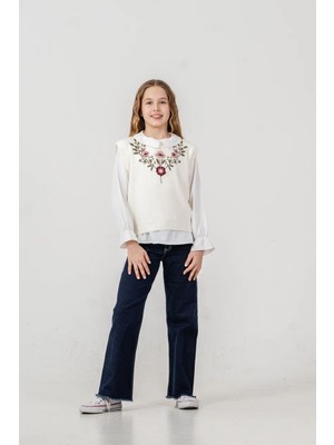 Miniko Kids Kız Çocuk Triko Süveterli Kot Pantolonlu Takım