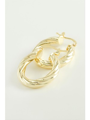 Zero Land Snmswrld Sarmaşıklı Halka Küpe 2,5 Cm-Sarı