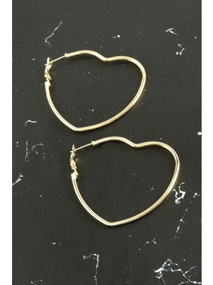 Zero Land Snmswrld Kalp Trend Küpe 4,5 Cm-Sarı