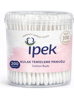 İpek Ipek Kulak Temizleme Pamuğu 200 Adet – %100 Saf Pamuk Cotton Buds