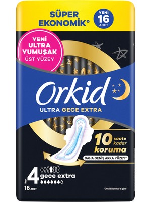Orkid Ultra Hijyenik Ped Süper Ekonomik Paket Gece Extra (Boy 4) 16 Adet Ped