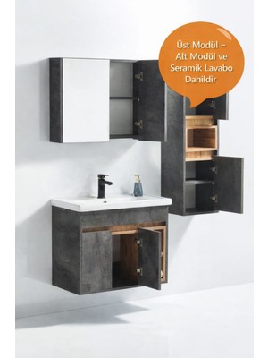 Saydam Banyo Venüs 60 cm Banyo Dolabı Takımı Alt Üst ( Boy dolabı dahil değildir.)