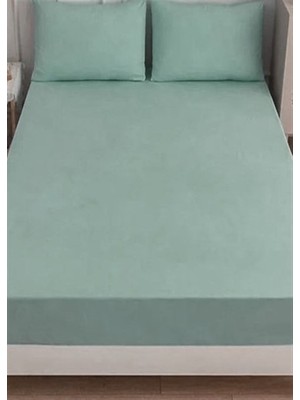 More Home Tek Kişilik Lastikli Çarşaf  Seti + Yastık Kılıfı Su Yeşili