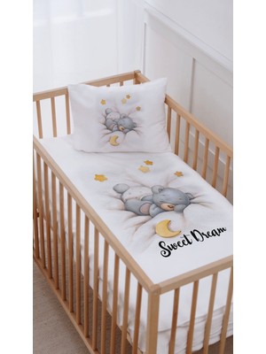 Lilabio %100 Pamuk Park Yatak Beşik Nevresim Takımı (70X120) Uykucu Yavru Ayıcık