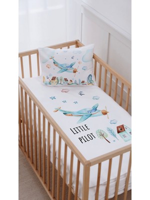 Lilabio %100 Pamuk Park Yatak Beşik Nevresim Takımı (70X120) Uçak