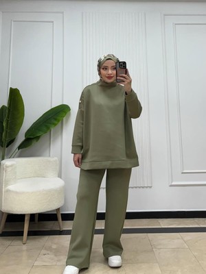 Miraydin Butik Omuz Düğmeli Pantolon Ikili Takım - Yeşil