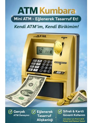 Eser Ticarett Atm Kumbara – Şifreli ve Kartlı Mini Atm Tasarruf Kutusu ile Eğlenerek Birikim Yapın