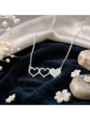 Aytoba 925 Ayar Gümüş Kişiye Özel Üç Kalp Kolye