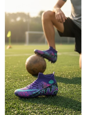 Enoch Air Boom Profesyonel Bilekli Çoraplı ve Çivili Çim Saha Kramponu