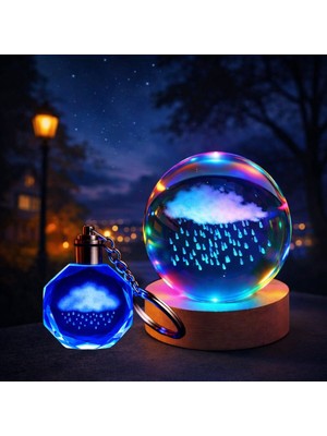 Vice Avm Renk Değiştiren Yağmur Bulutu Tasarımlı Cam Küre Anahtarlık TG-V 12624