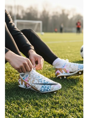 Enoch Air Boom Profesyonel Bilekli Çoraplı ve Çivili Çim Saha Kramponu