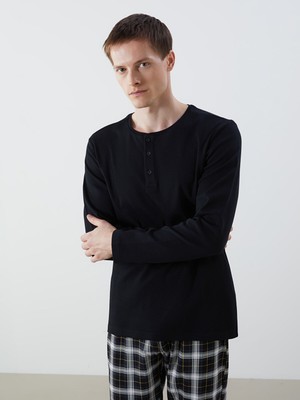 Lc Waikiki Yeni Sezon Bisiklet Yaka Uzun Kollu Erkek Pijama Üst