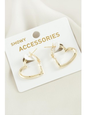 Zero Land Snmswrld Kalp Trend Metal Küpe 2 Cm-Sarı