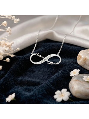 Aytoba 925 Ayar Gümüş Kişiye Özel 2 Isimli Sonsuzluk Kolye