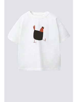 Monila Unisex Çocuk Pamuklu Bisiklet Yaka Baskılı T-Shirt