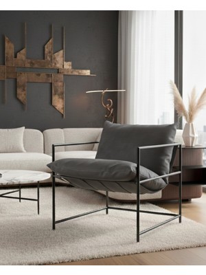 Sller Klas Model Metal Iskeletli Portatif Berjer , Antrasit Suni Deri Döşemeli Portatif Berjer