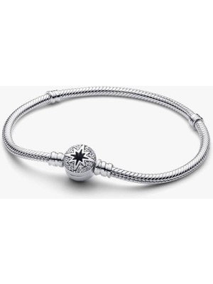 Pandora Kuzey Yıldızı Klipsli Yılan Zinciri Bileklik 925 Ayar Gümüş