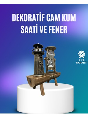 Erbar Deniz Feneri Şeklinde El Yapımı Kum Saati – Ev ve Ofis Için Zarif Süs - MR000K-1FWUH4