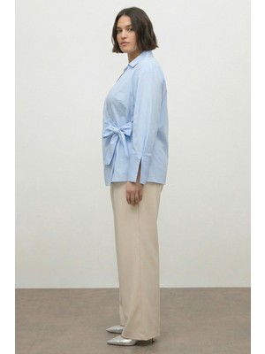 Myline Bağlama Detaylı Poplin Bluz