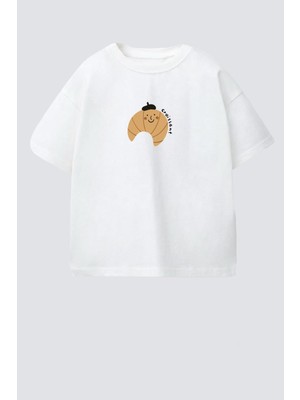 Monila Unisex Çocuk Pamuklu Bisiklet Yaka Baskılı T-Shirt