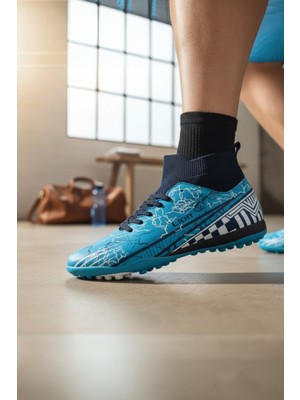 Enoch Profesyonel Bilekli Grafik Desenli Düz Taban Halı Saha Ayakkabısı