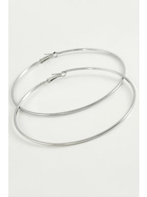 Zero Land Snmswrld Ezme Çizgili Metal Halka Küpe 8-9-10 Cm-9 cm