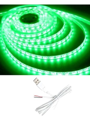 Powerr Led Aydınlatma 5 Metre 5 Volt 2835 Smd Yeşil Iç Mekan 60 Ledli Şerit USB Li Beyaz Güç Kablosu Set