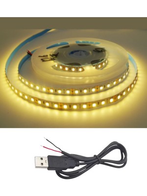Powerr Led Aydınlatma 5 Metre 5 Volt 2835 Smd 3000 K Günışığı Iç Mekan 60 Ledli Şerit USB Li Siyah Güç Kablosu Set